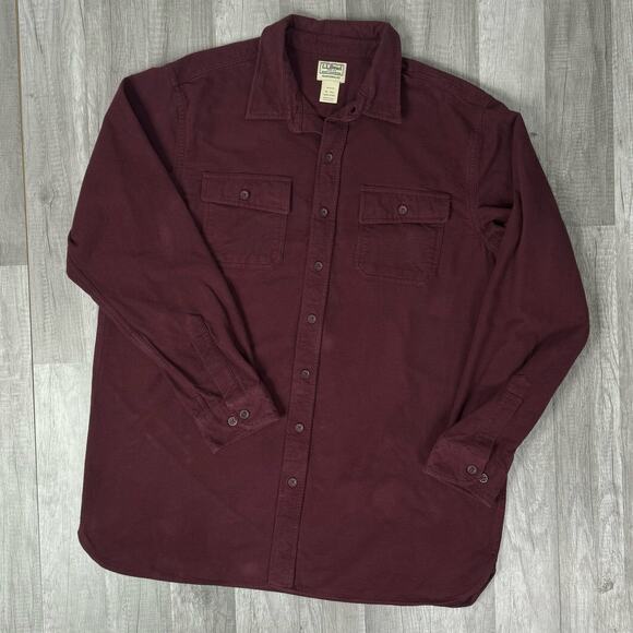 LL Bean Men's Chamois Shirt Traditional Fit Flannel Shirt Deep Wine Size XL Tall - Picture 1 of 6